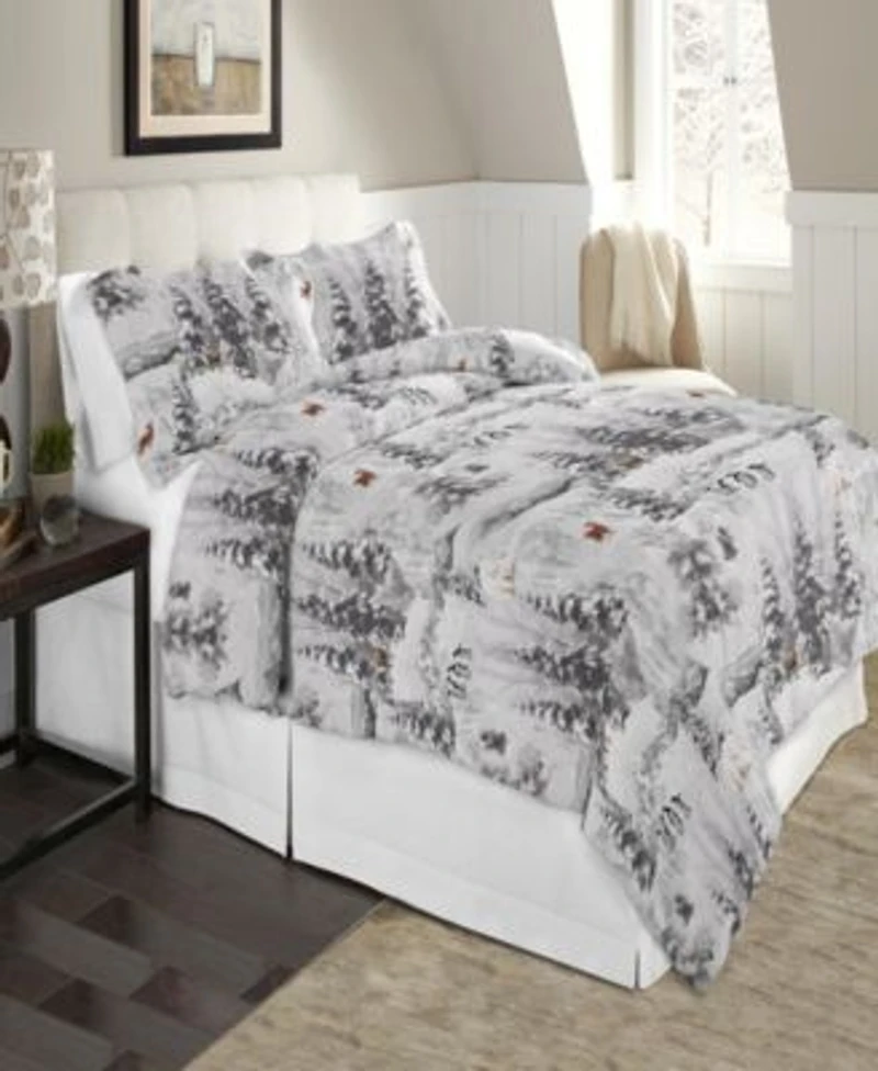 Celeste Home Luxury Weight Winterland Printed Cotton Flannel Duvet Cover Set