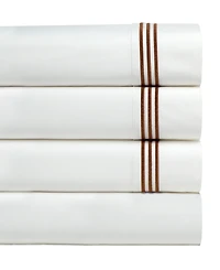 Pointehaven 300 Thread Count Embroidered Cotton Oversized Percale Sheet Sets, King