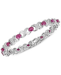 Ruby (7 ct. t.w.) and Diamond Accent Xo Bracelet in Sterling Silver