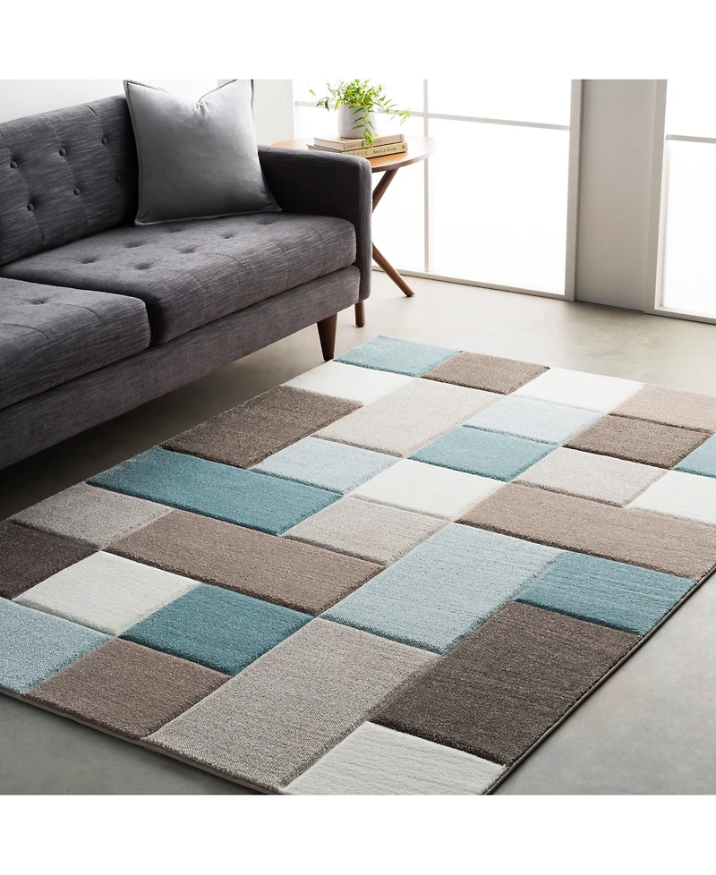 Livabliss Santa Monica Sac-2300 Aqua 2'7" x 7'6" Runner Area Rug