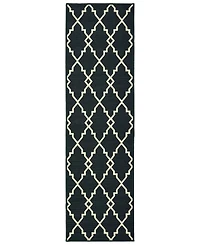 Oriental Weavers Marina 7763K Black/Ivory 2'3" x 7'6" Indoor/Outdoor Runner Area Rug