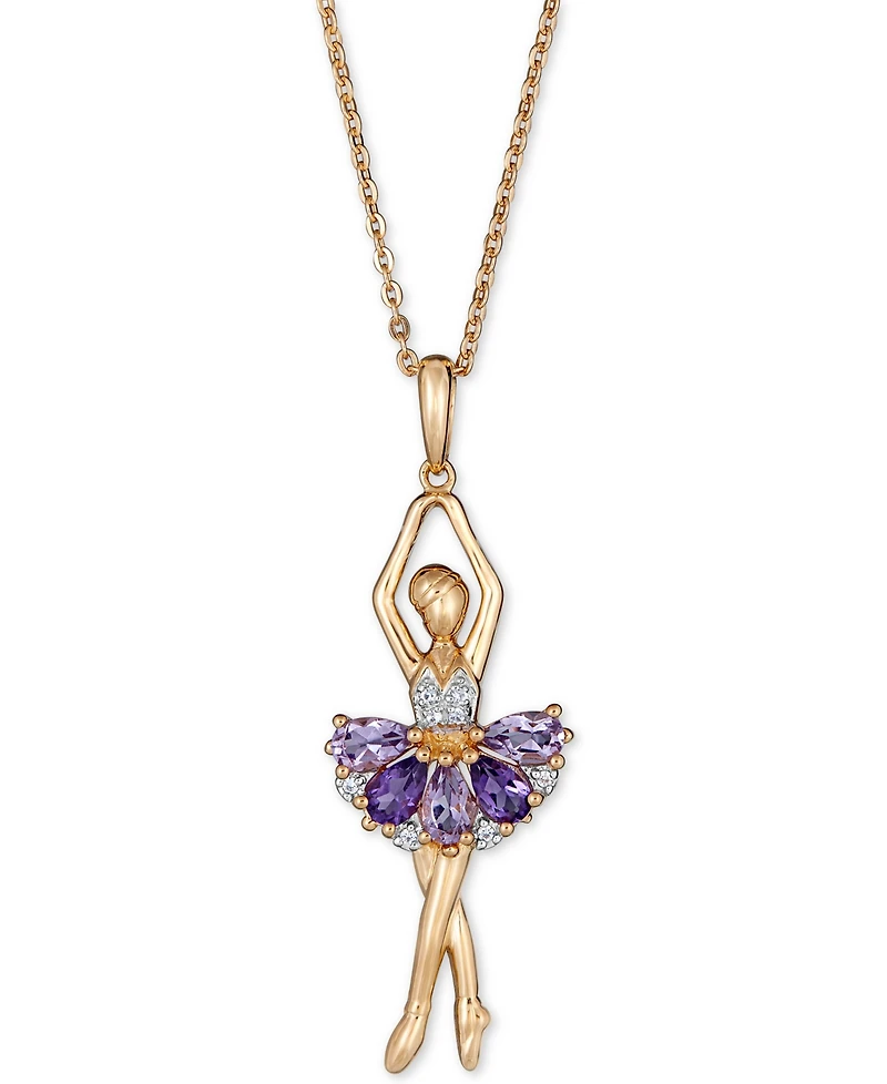Multi-Gemstone Ballerina 18" Pendant Necklace (1-5/8 ct. t.w.) in 14k Gold-Plated Sterling Silver