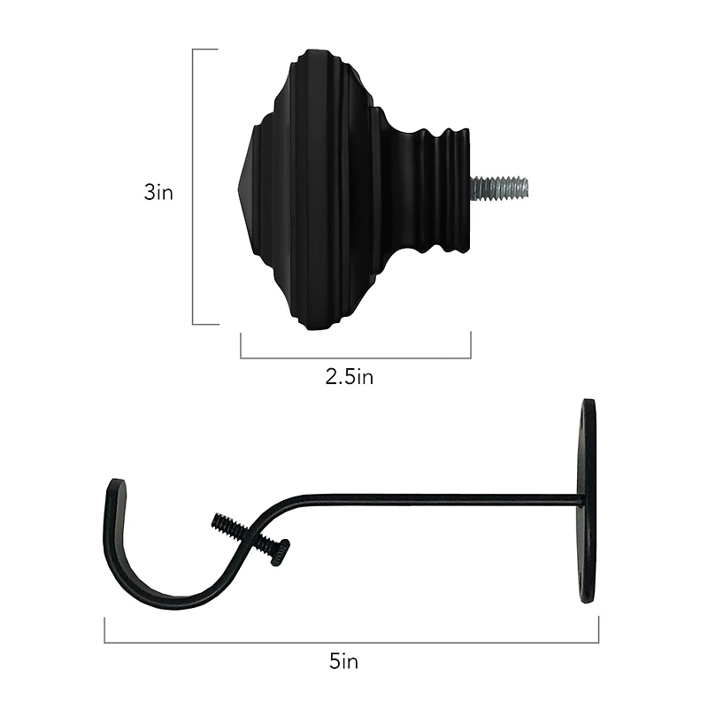 Florence Adjustable 48"-86" Curtain Rod With Stacked Square Finials