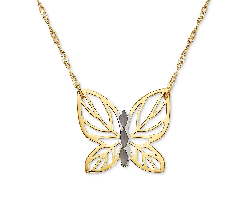 Butterfly 17" Pendant Necklace in 10k Gold