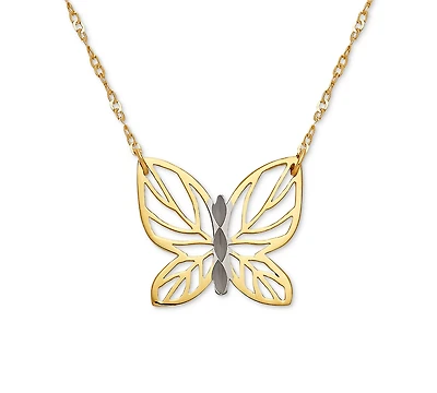 Butterfly 17" Pendant Necklace in 10k Gold