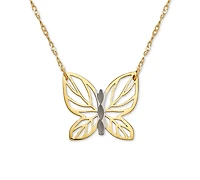Butterfly 17" Pendant Necklace in 10k Gold