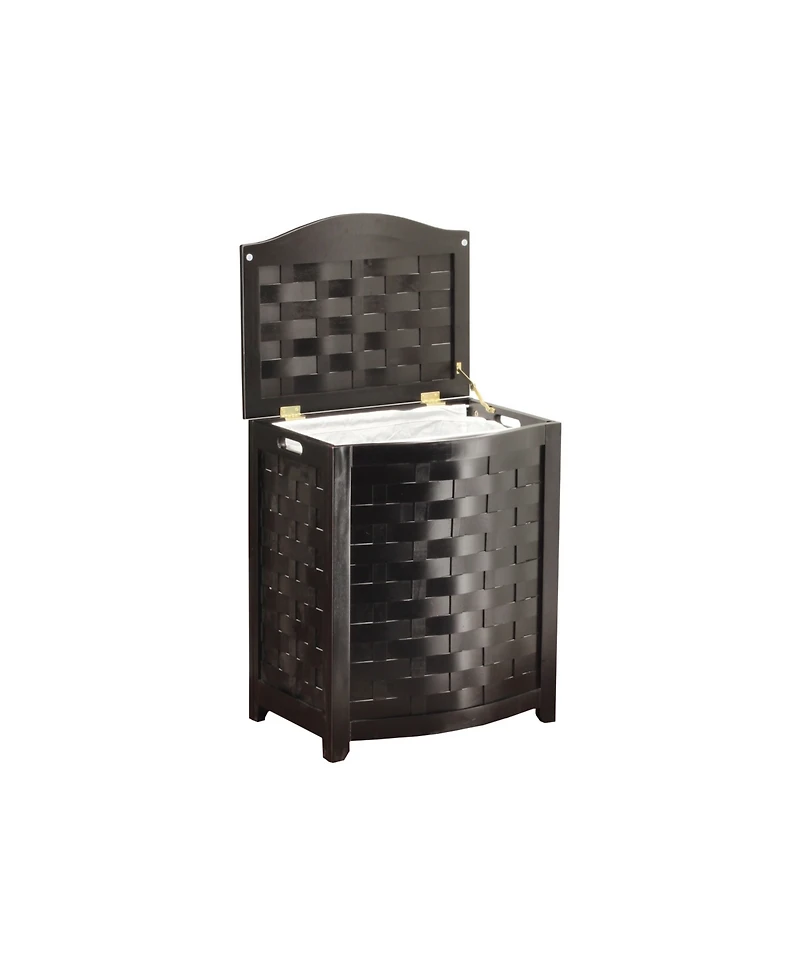 Oceanstar Bowed Front Veneer Laundry Wood Hamper with Interior Bag