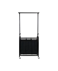 Oceanstar 3-Bag Rolling Laundry Sorter with Adjustable Hanging Bar, Bronze