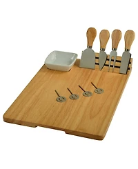 Picnic at Ascot Windsor hardwood Cheese Board Set -Tools, Cheese Markers, Bowl