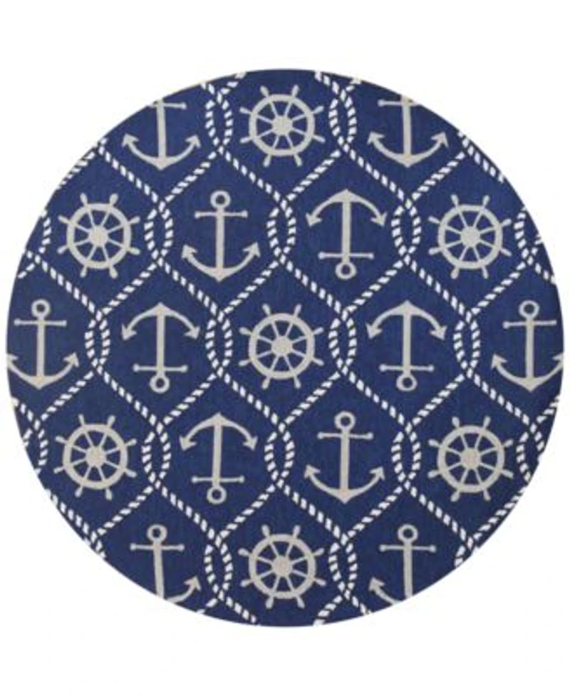 Kas Harbor Marina 4220 Navy Indoor Outdoor Area Rug