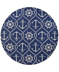 Kas Harbor Marina 4220 Navy Indoor Outdoor Area Rug