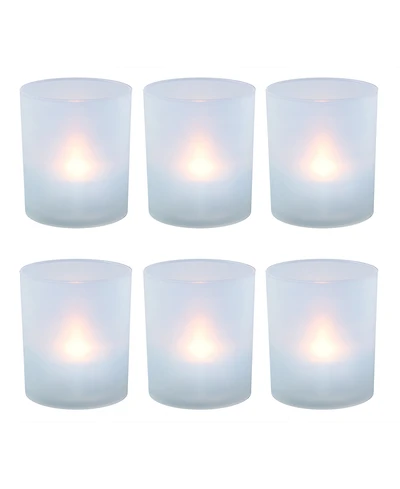 Lumabase Set of 6 Flickering Warm White Led Lights in Frosted Votive Holders Cups