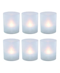 Lumabase Set of 6 Flickering Warm White Led Lights in Frosted Votive Holders Cups