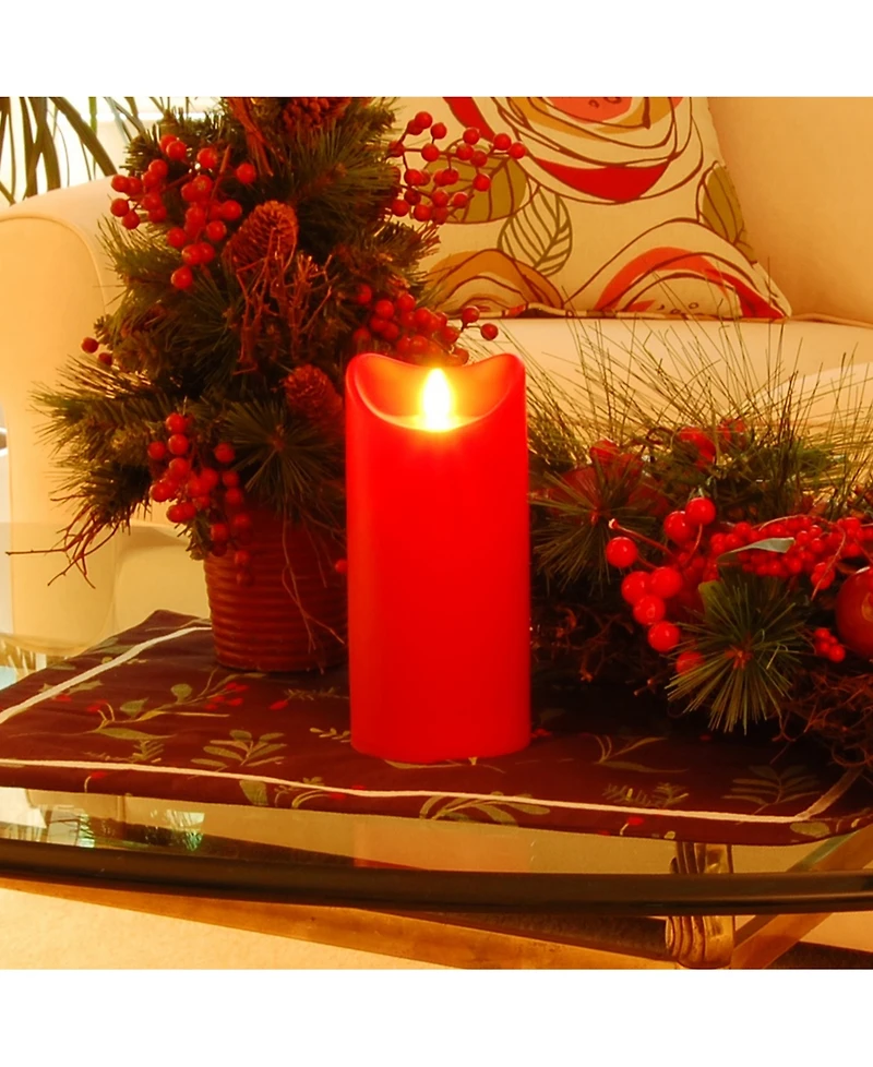 Lumabase 7" Red Battery Operated Led Candle with Moving Flame