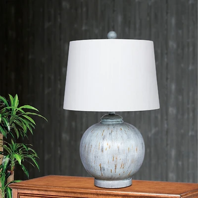 Fangio Lighting's 6254BLU 24" Weathered Round Resin Table Lamp