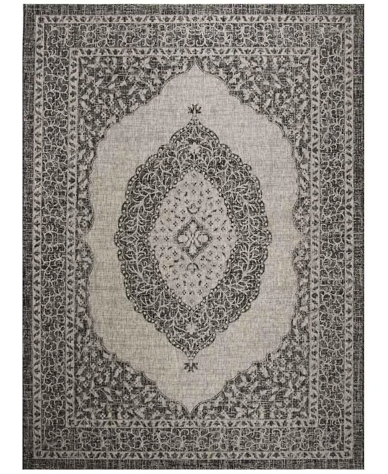 Safavieh Courtyard CY8751 Light Gray and Black 8' x 11' Sisal Weave Outdoor Area Rug
