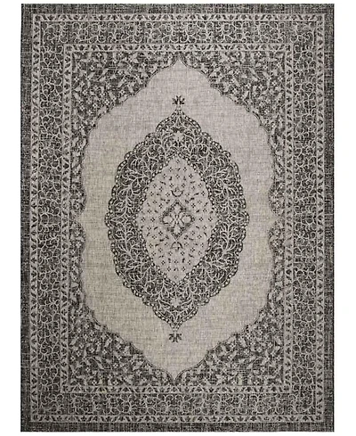 Safavieh Courtyard CY8751 Light Gray and Black 8' x 11' Sisal Weave Outdoor Area Rug