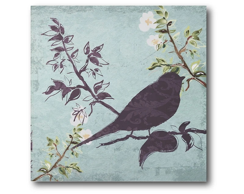 Courtside Market floral bird triptych Gallery-Wrapped Canvas Wall Art - 16" x 16"