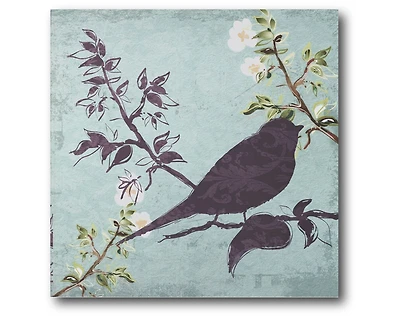 Courtside Market floral bird triptych Gallery-Wrapped Canvas Wall Art - 16" x 16"