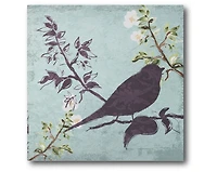 Courtside Market floral bird triptych Gallery-Wrapped Canvas Wall Art - 16" x 16"