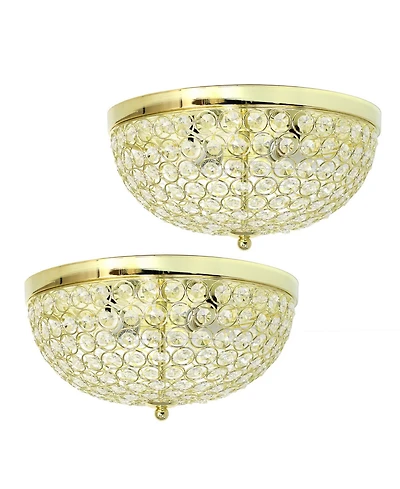 Elegant Designs 2 Light Elipse Crystal Flush Mount Ceiling Pack