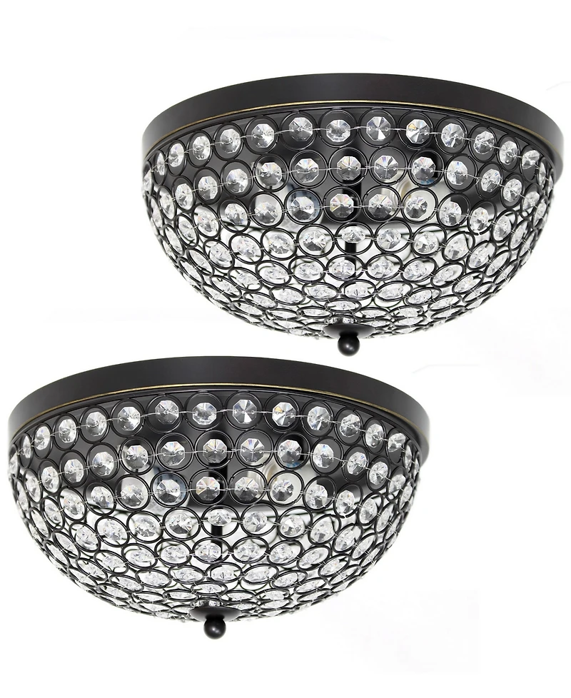 Elegant Designs 2 Light Elipse Crystal Flush Mount Ceiling Pack