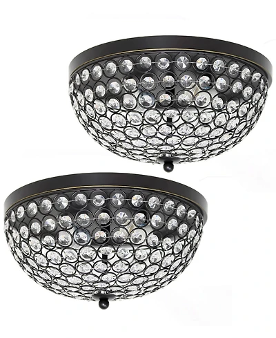 Elegant Designs 2 Light Elipse Crystal Flush Mount Ceiling Pack