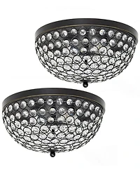 Elegant Designs 2 Light Elipse Crystal Flush Mount Ceiling Pack
