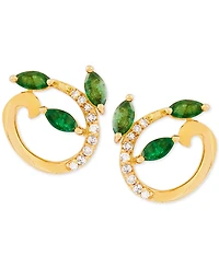 Emerald (1/2 ct. t.w.) & Diamond Accent Stud Earrings in 14k Gold