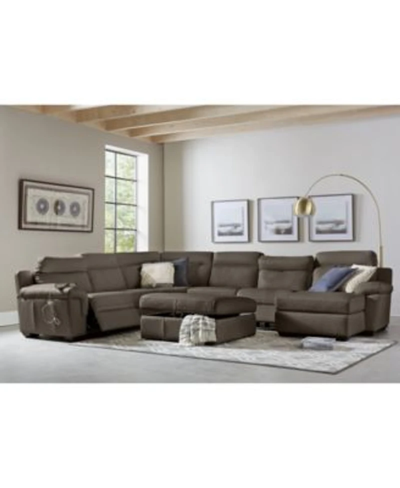 Closeout Julius Ii Leather Power Reclining Sectional Sofa Collection With Power Headrests Usb Power Outlet Created For Macys