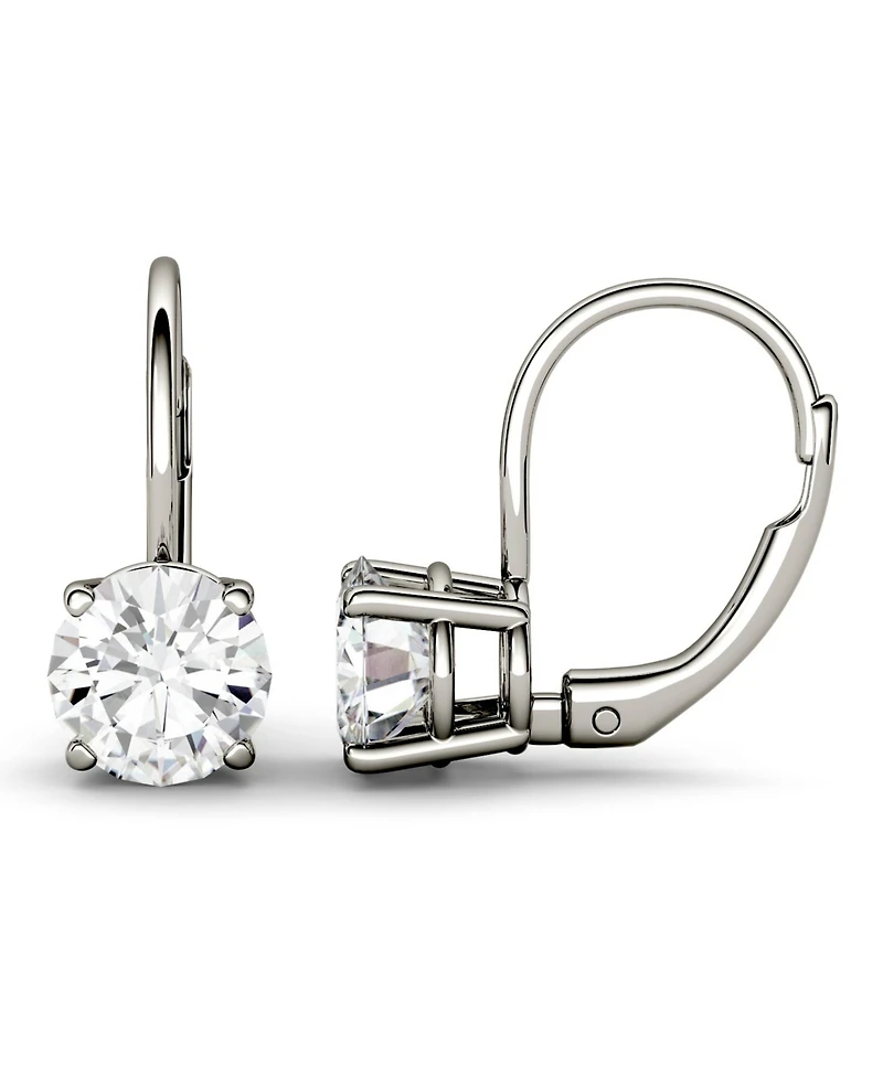 Moissanite Leverback Earrings (2 ct. t.w. Diamond Equivalent) 14k White or Yellow Gold
