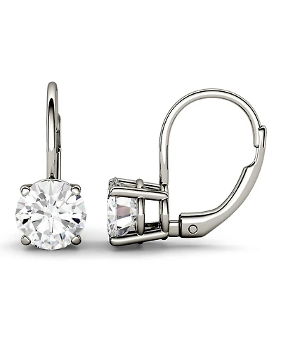 Moissanite Leverback Earrings (2 ct. t.w. Diamond Equivalent) 14k White or Yellow Gold
