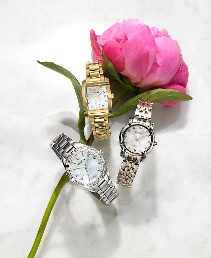 Bulova Women's Sutton Diamond (1/10 ct. t.w.) Stainless Steel Bracelet Watch 32.5mm