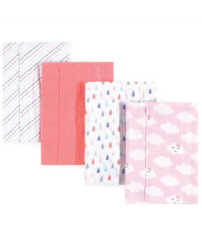 Luvable Friends Baby Girl Cotton Flannel Burp Cloths 4pk