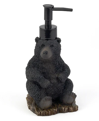Avanti Black Playful Bears Lodge Resin Soap/Lotion Dispenser