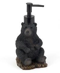 Avanti Black Playful Bears Lodge Resin Soap/Lotion Dispenser