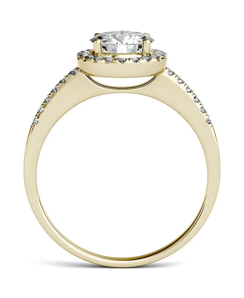 Moissanite Round Halo Ring (1-1/3 ct. t.w. Diamond Equivalent) 14k Gold or White Rose