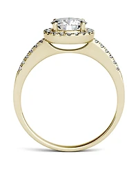 Moissanite Round Halo Ring (1-1/3 ct. t.w. Diamond Equivalent) 14k Gold or White Rose