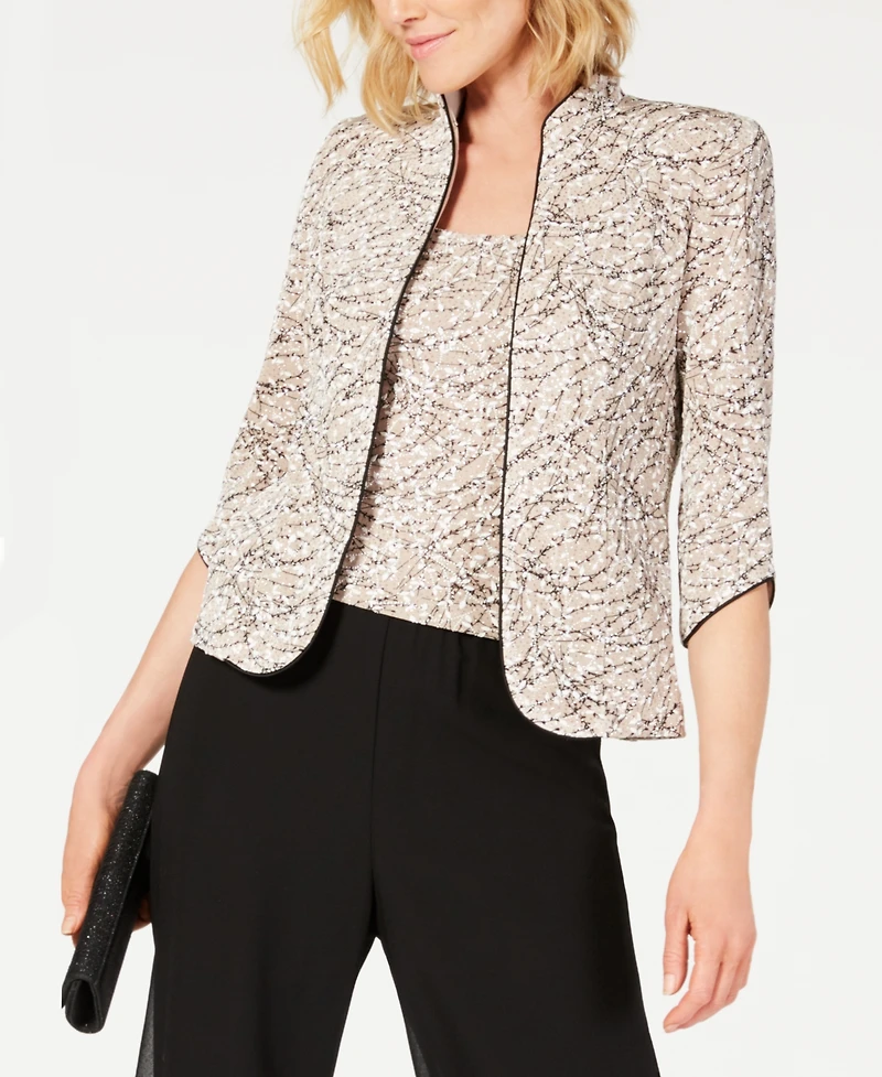 Alex Evenings Petite Printed Jacket and Top Set