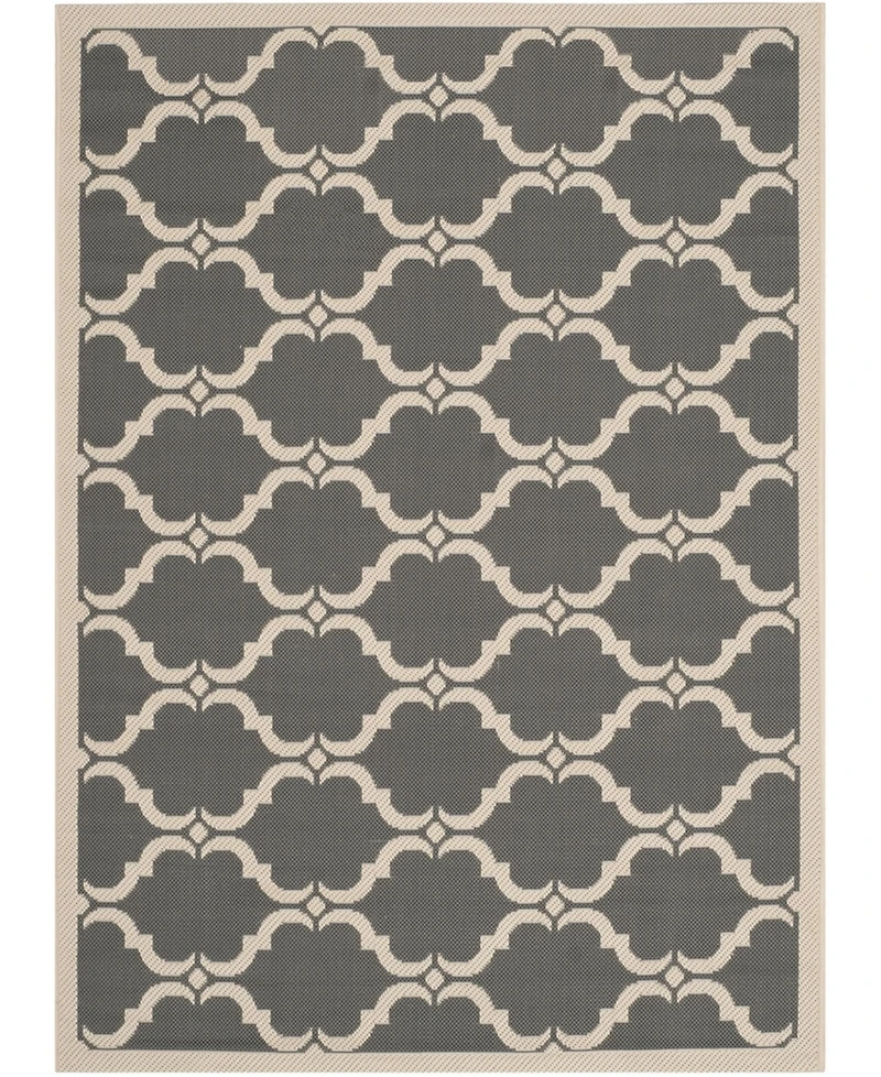 Safavieh Courtyard CY6009 Anthracite and Beige 5'3" x 7'7" Sisal Weave Outdoor Area Rug