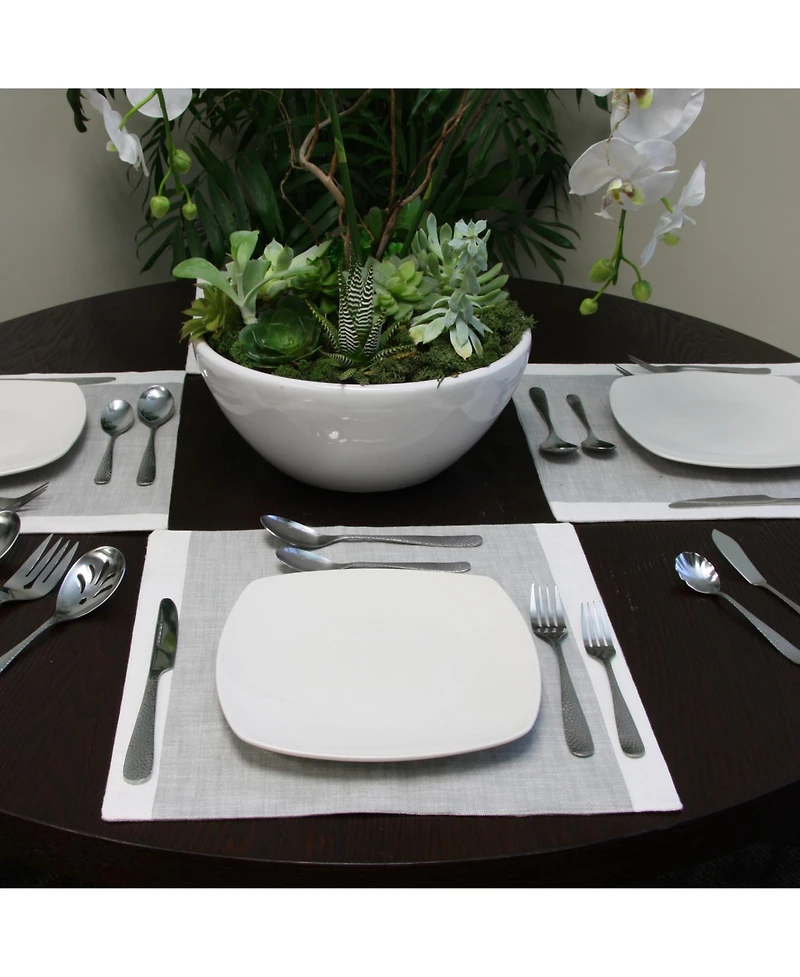 Hammered 46 Piece Flatware Set with Wire Caddy