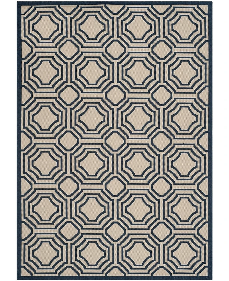 Safavieh Courtyard CY6112 Beige and Navy 5'3" x 7'7" Outdoor Area Rug