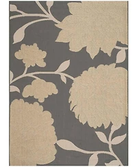 Safavieh Courtyard CY7321 Anthracite and Beige 5'3" x 7'7" Sisal Weave Outdoor Area Rug