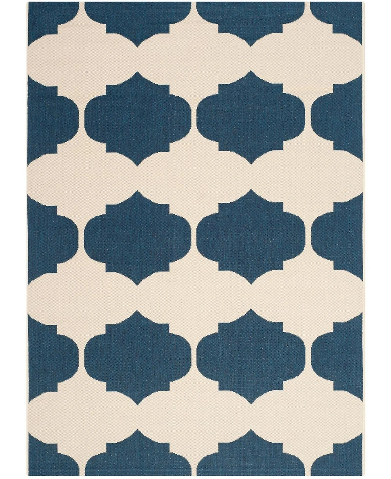 Safavieh Courtyard CY6162 Beige and Navy 5'3" x 7'7" Outdoor Area Rug