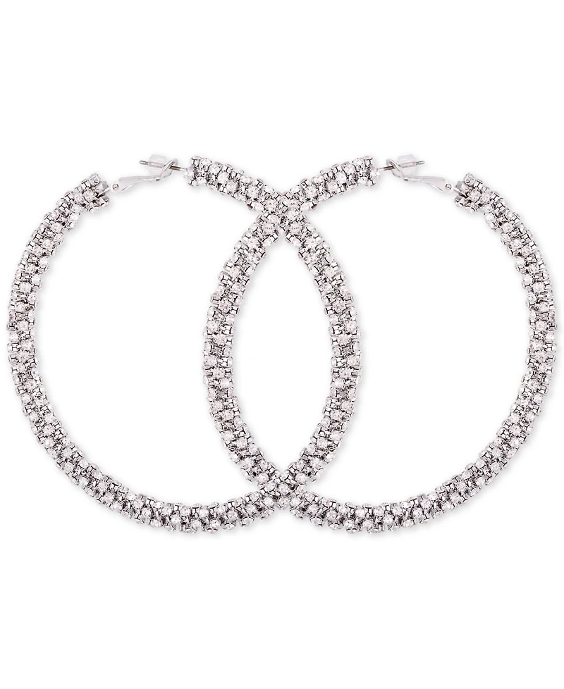 Guess Crystal Pave Large Hoop Earrings