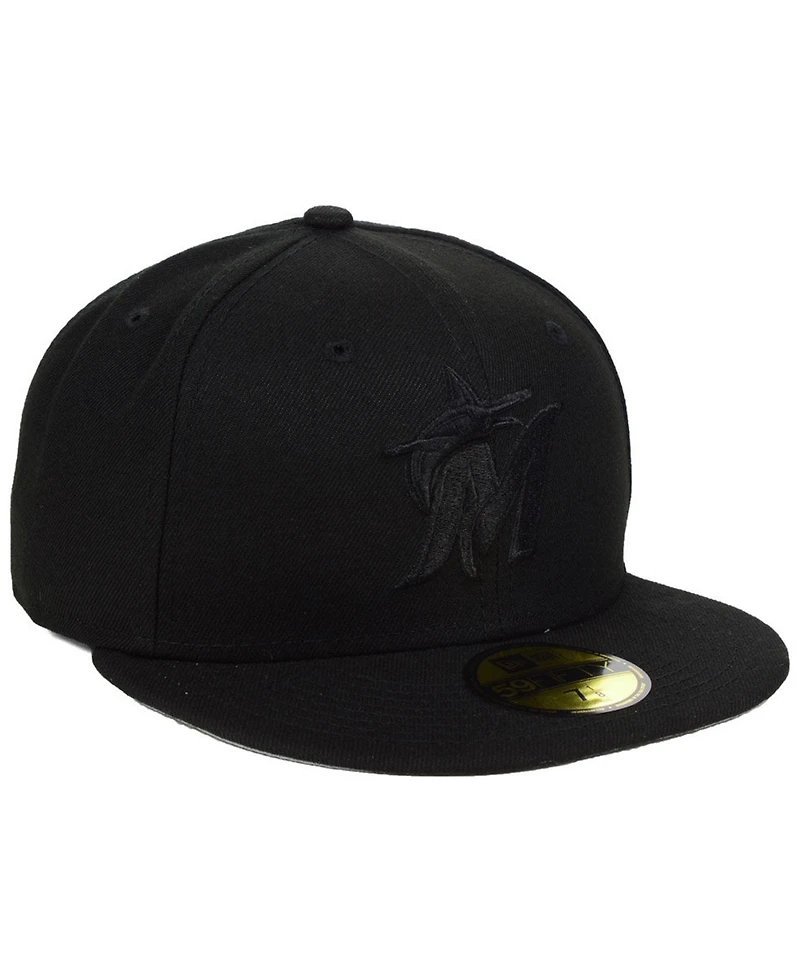 New Era Miami Marlins Triple Black Custom 59FIFTY Fitted Cap