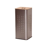 Household Essentials Square Metal Laundry Hamper with Wood Lid