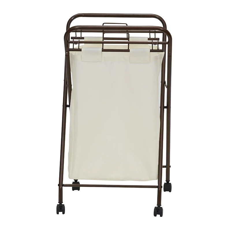Household Essentials Antique Bronze Rolling Laundry Hamper