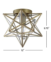 Jonathan Y Stella Moravian Star Metal/Glass Led Flush Mount