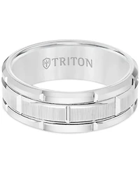 Triton Men's Ring, 8mm Wedding Band White or Black Tungsten